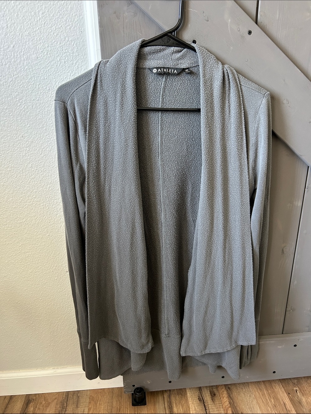 Athleta Light Gray Draped Open-Front Cardigan - Picture 1 of 6